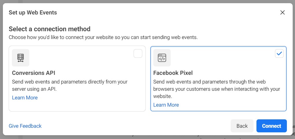 Connect to Facebook Pixel