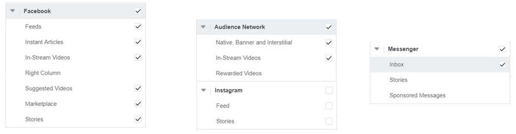 Platform placement di Facebook Ads Manager