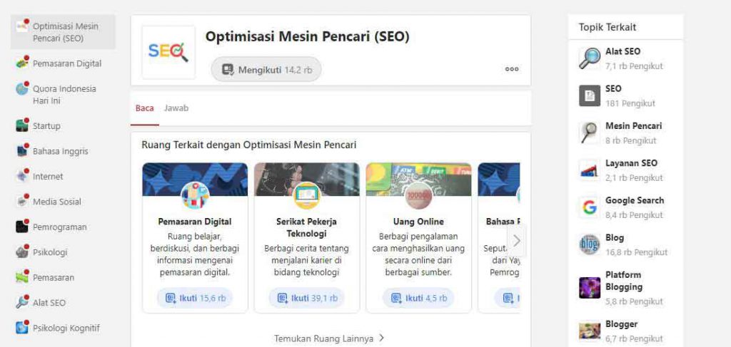 Quora topic SEO