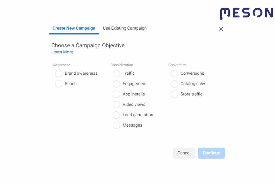 Tampilan campaign iklan Facebook Ads