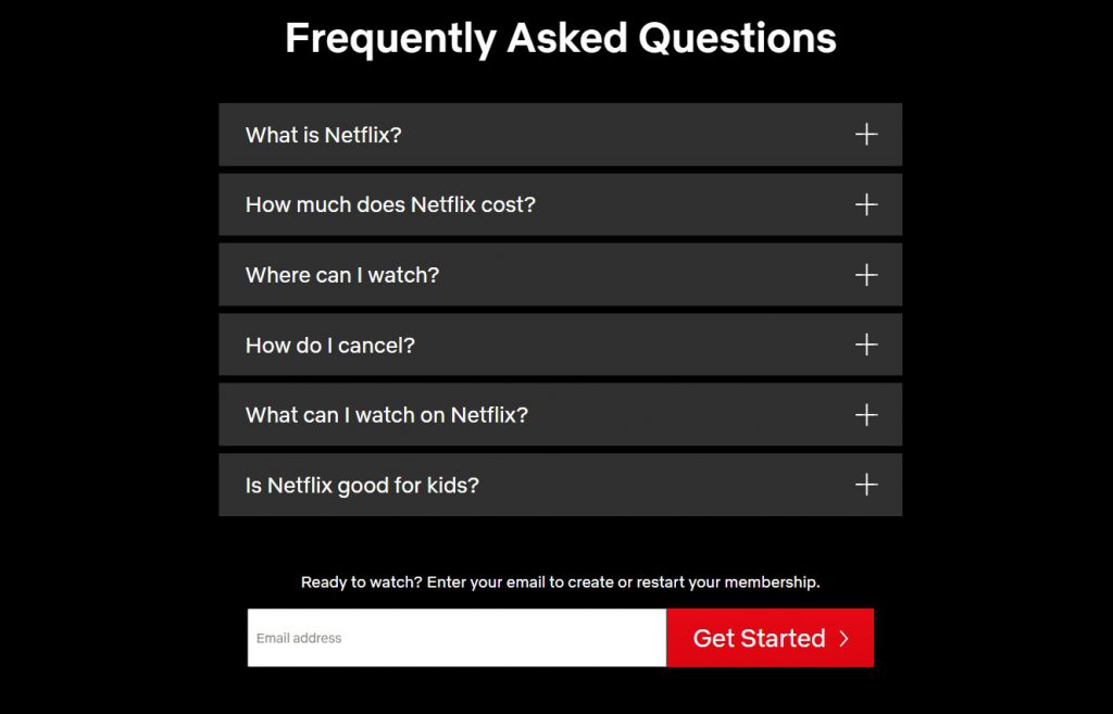 Website Netflix FAQ