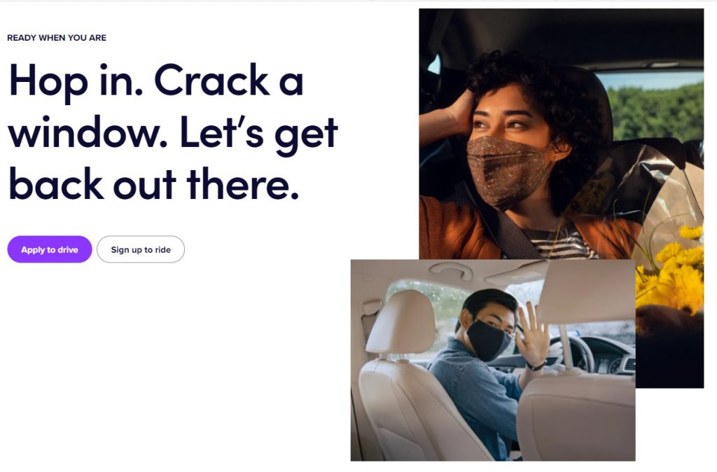 Landing page Lyft