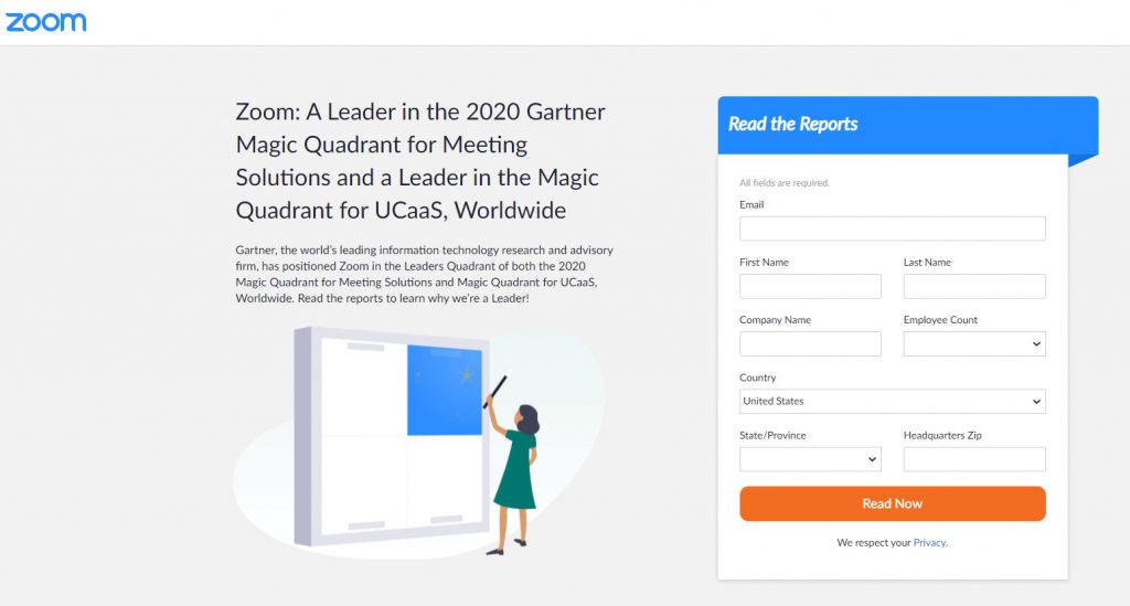 Landing page zoom