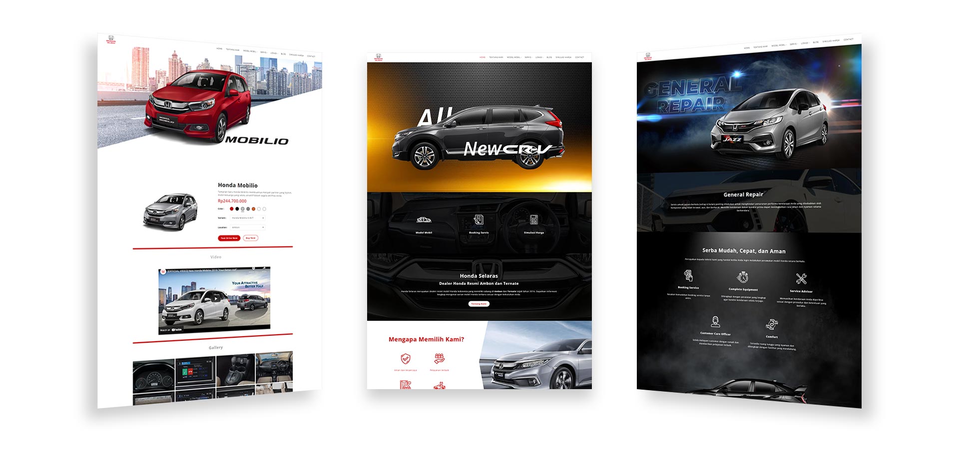 Honda Selaras website design