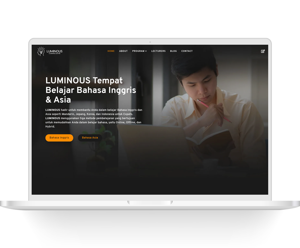 Luminous learning centre laptop view