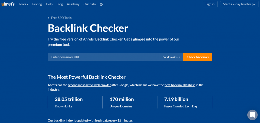 Ahrefs backlink checker
