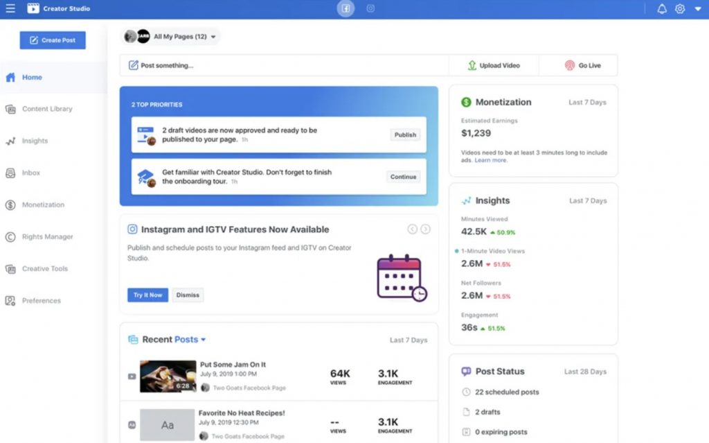creator studio dashboard