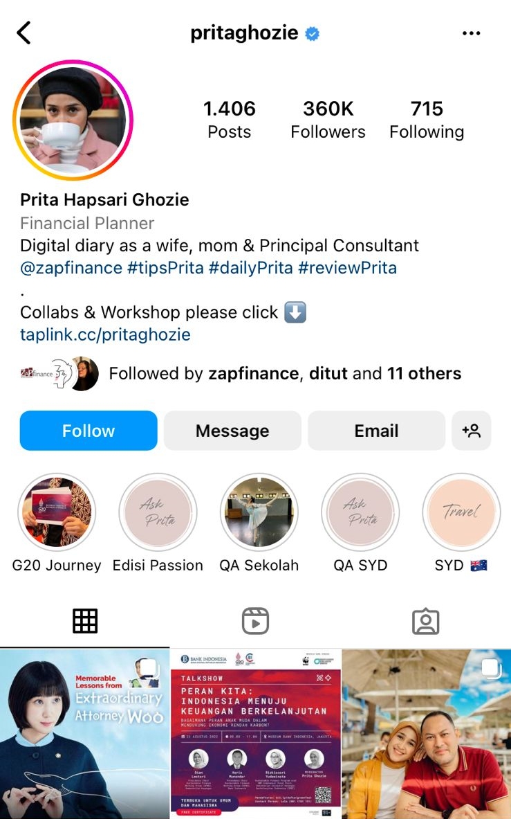 Instagram Prita Hapsari Ghozie