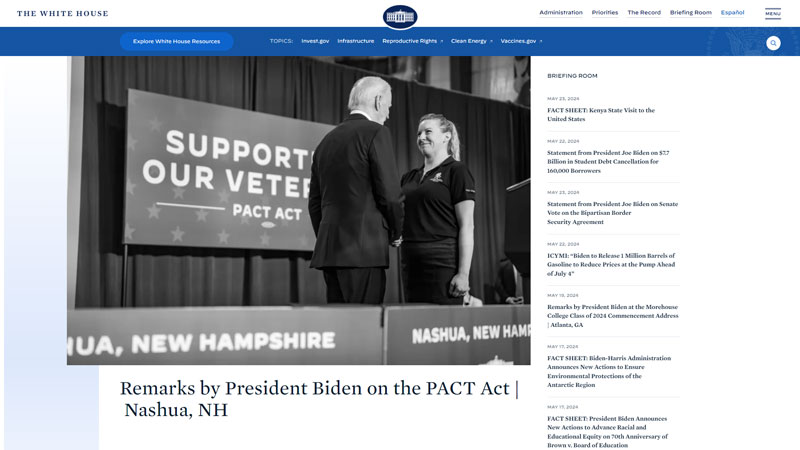 Screenshot Website The White House