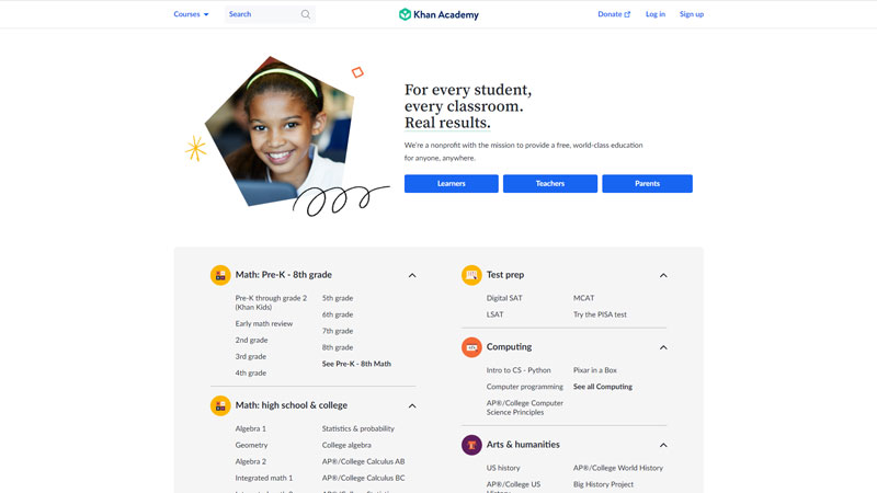 Website KhanAcademy
